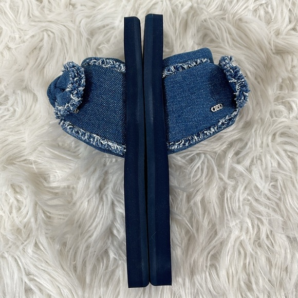 MICHAEL MICHAEL KORS Betsy Frayed Denim Bow Blue Slide Sandals Size 8 NEW - Picture 10 of 14